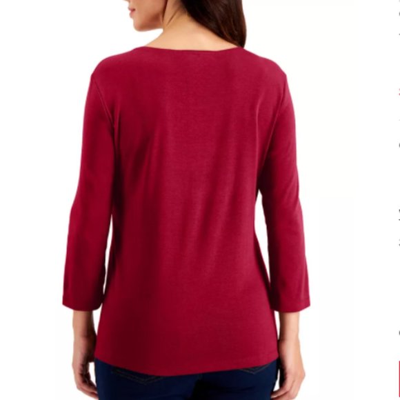 NWT! Karen Scott Scoop Neck 3/4 Sleeve Tshirt 1X - Picture 2 of 5